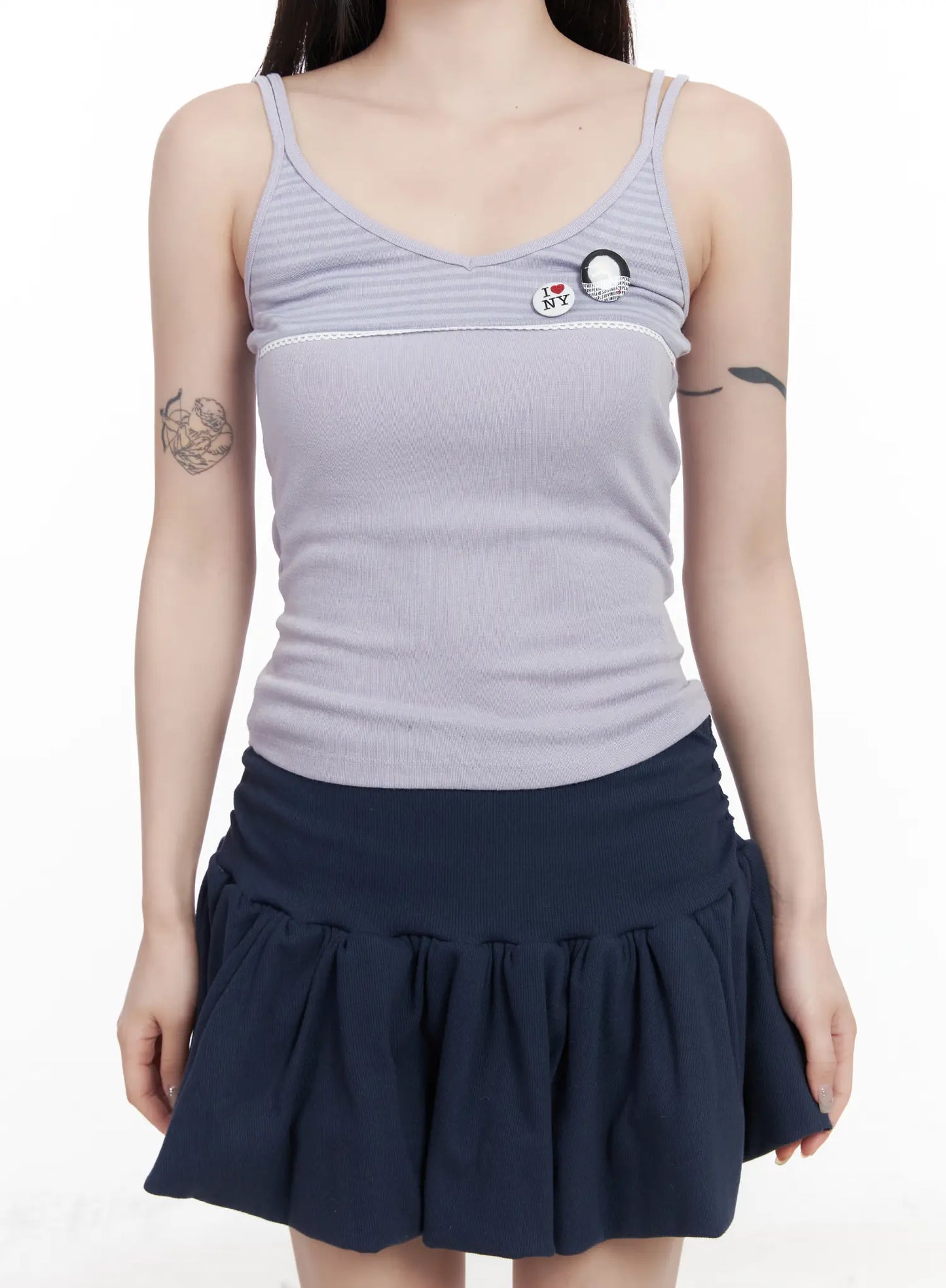 Casual Ribbed Sleeveless Top With Badges CF523