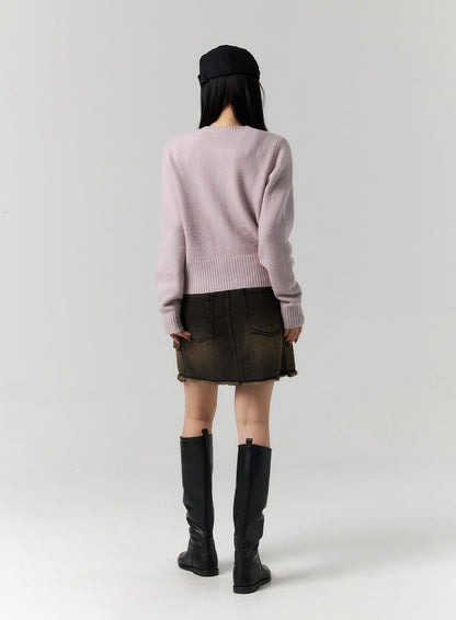 Cargo Washed Denim Mini Skirt CS314