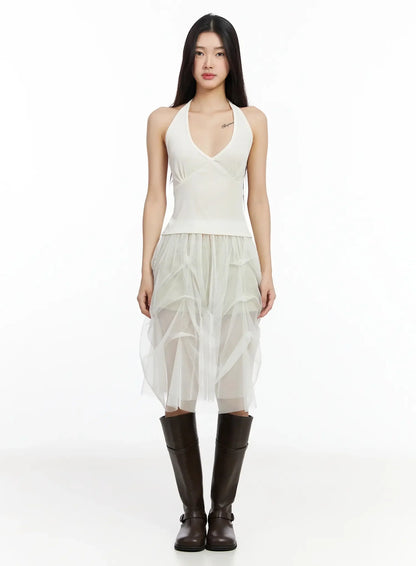 Chic Mesh Halter Neck Top IM530