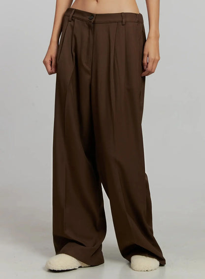 Brown Pleated Slacks IJ505
