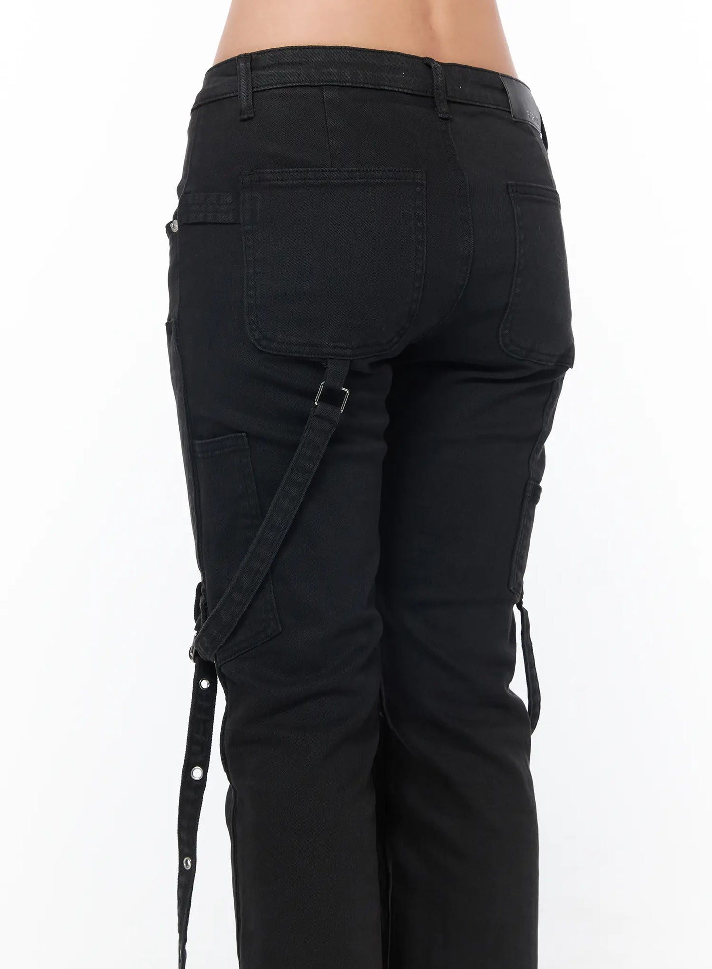 Black Bucle Bootcut Cargo Pants CY513