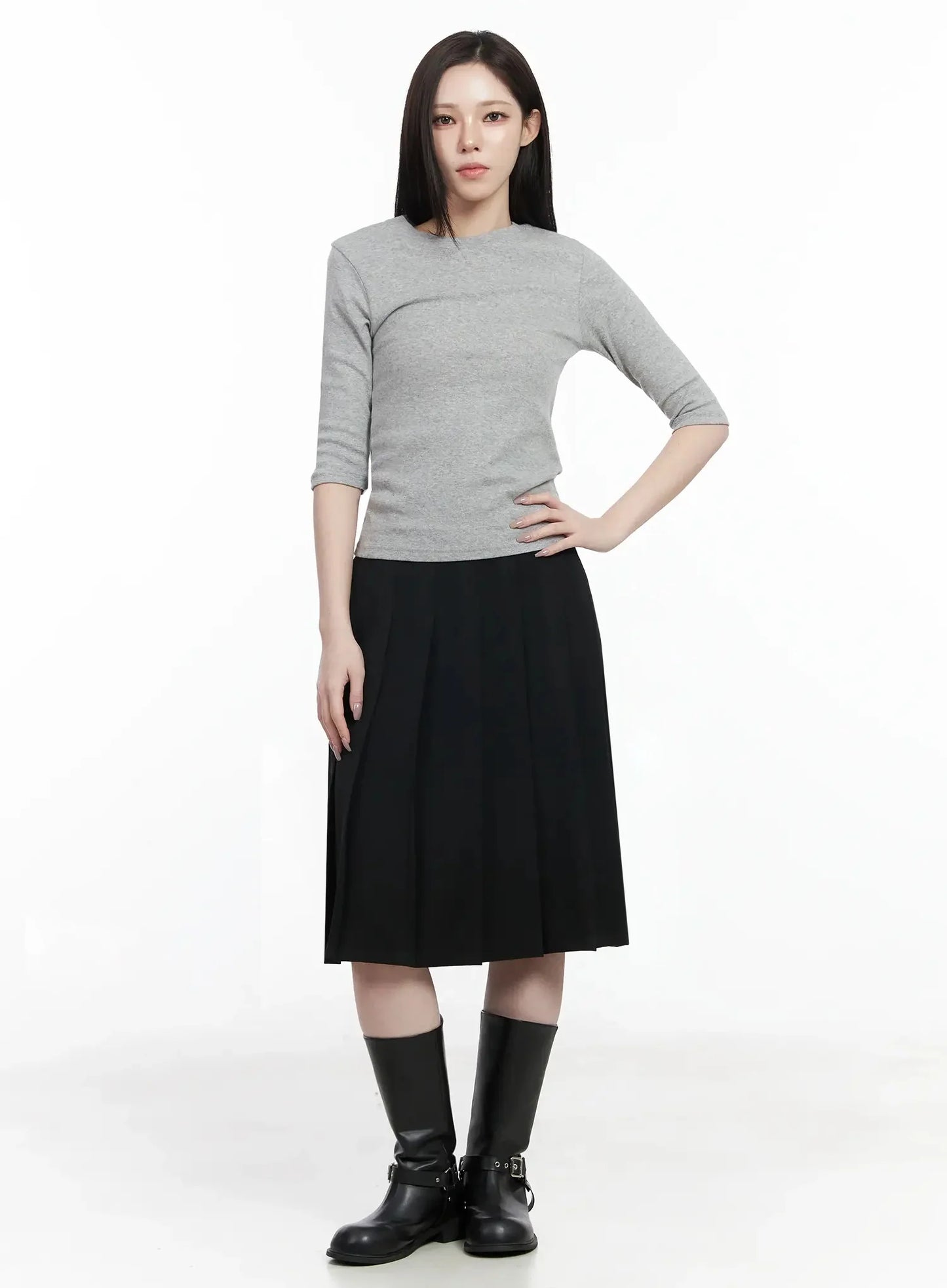 Basic Mid-Length Long Sleeve Top IF502