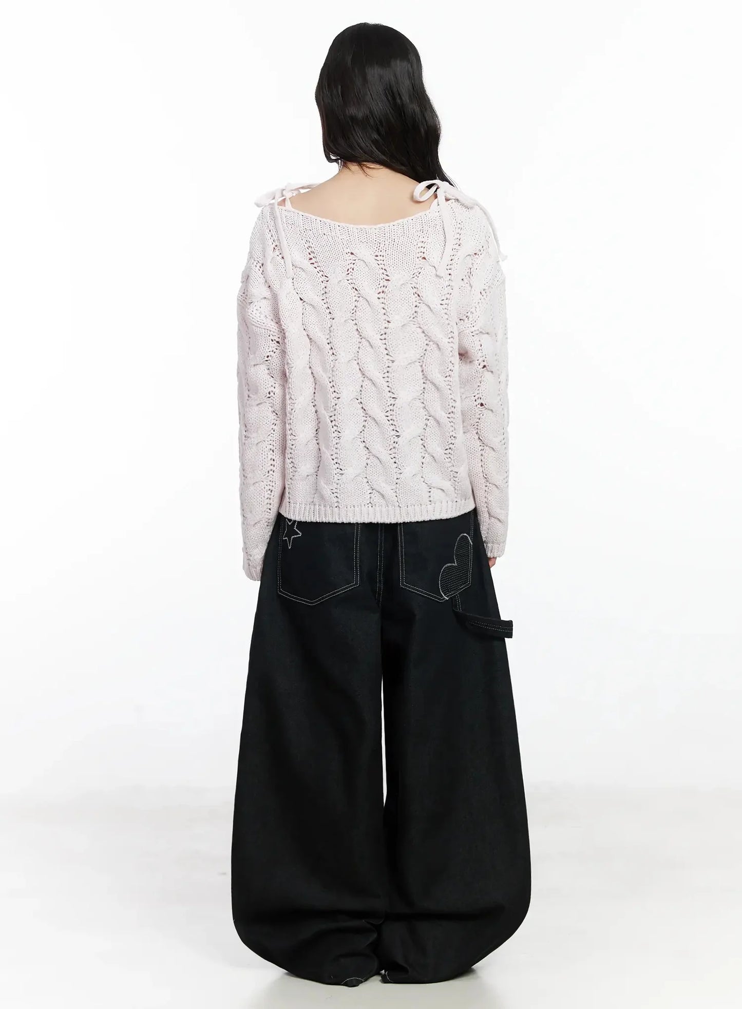 Boat Neck Cable Knit Top IF505