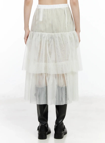 Chiffon Layered Midi Skirt IM523