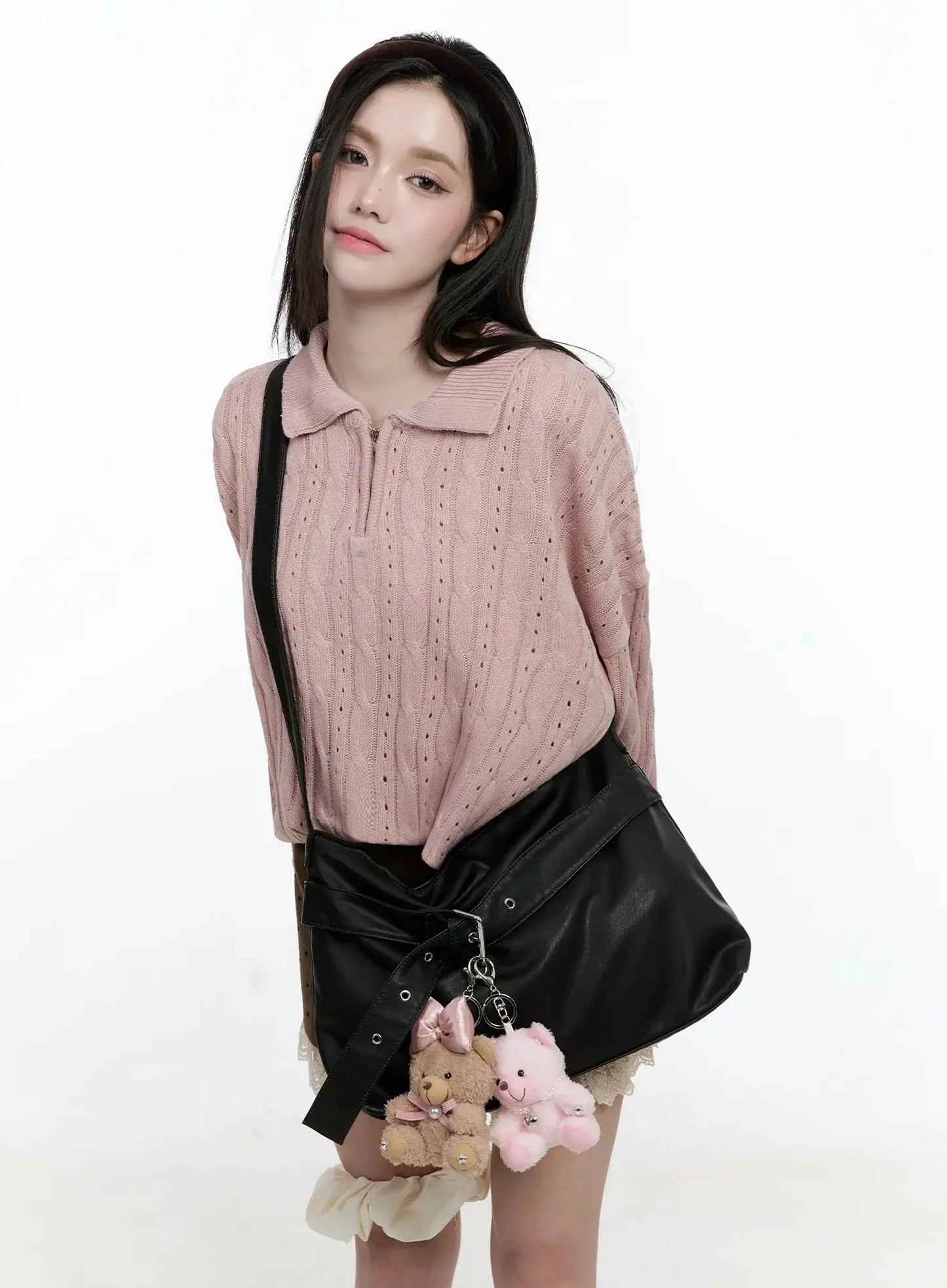 Cable Knit Half-Zip Sweater IO520