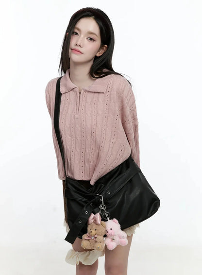 Cable Knit Half-Zip Sweater IO520