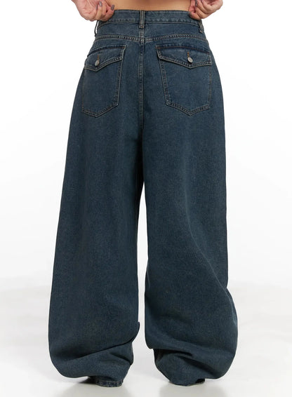 Aleena Mid-Wash Baggy Jeans IN528