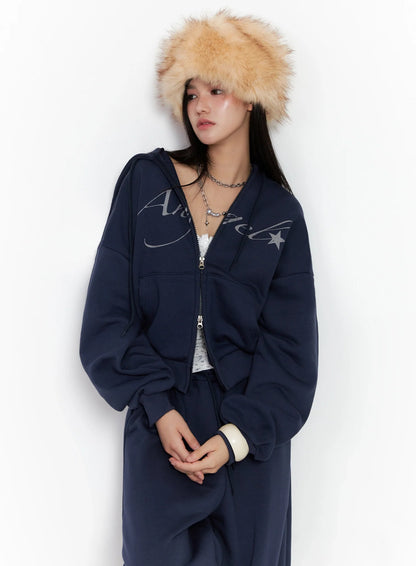 Angel Graphic Zip-Up Hoodie IS525