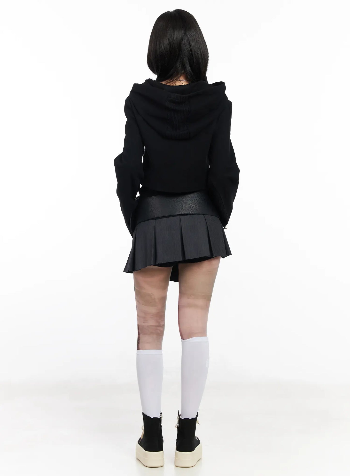 Asymmetric Button-Detail Hoodie CF527