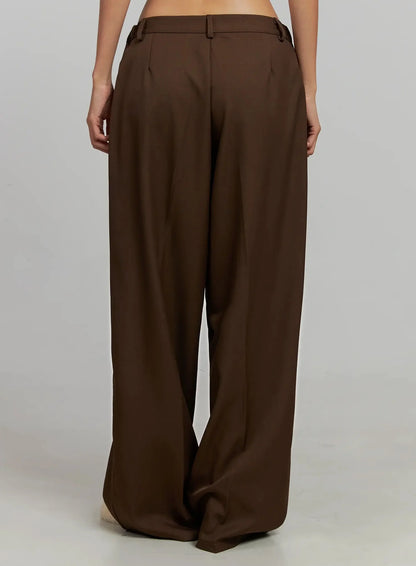 Brown Pleated Slacks IJ505