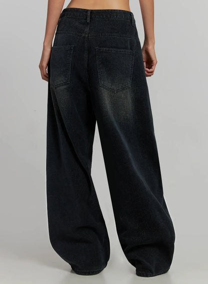 Aubree Washed Wide Jeans IJ502