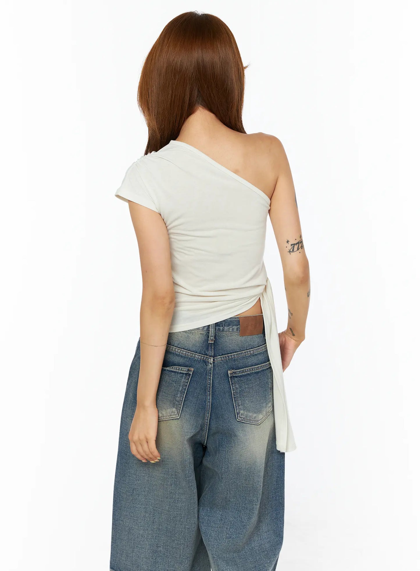 Asymmetric One-Shoulder Tie Top CU517
