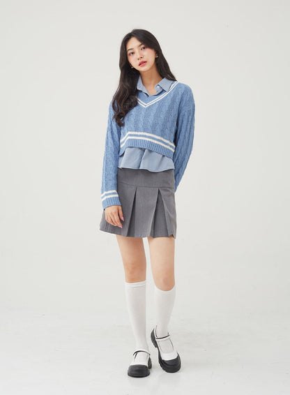 Basic Tone Down Color Crop Shirt BG23