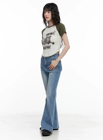 Cat Graphic Raglan Tee IL531