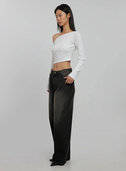 Blaire Dark Washed Wide Leg Jeans IJ509