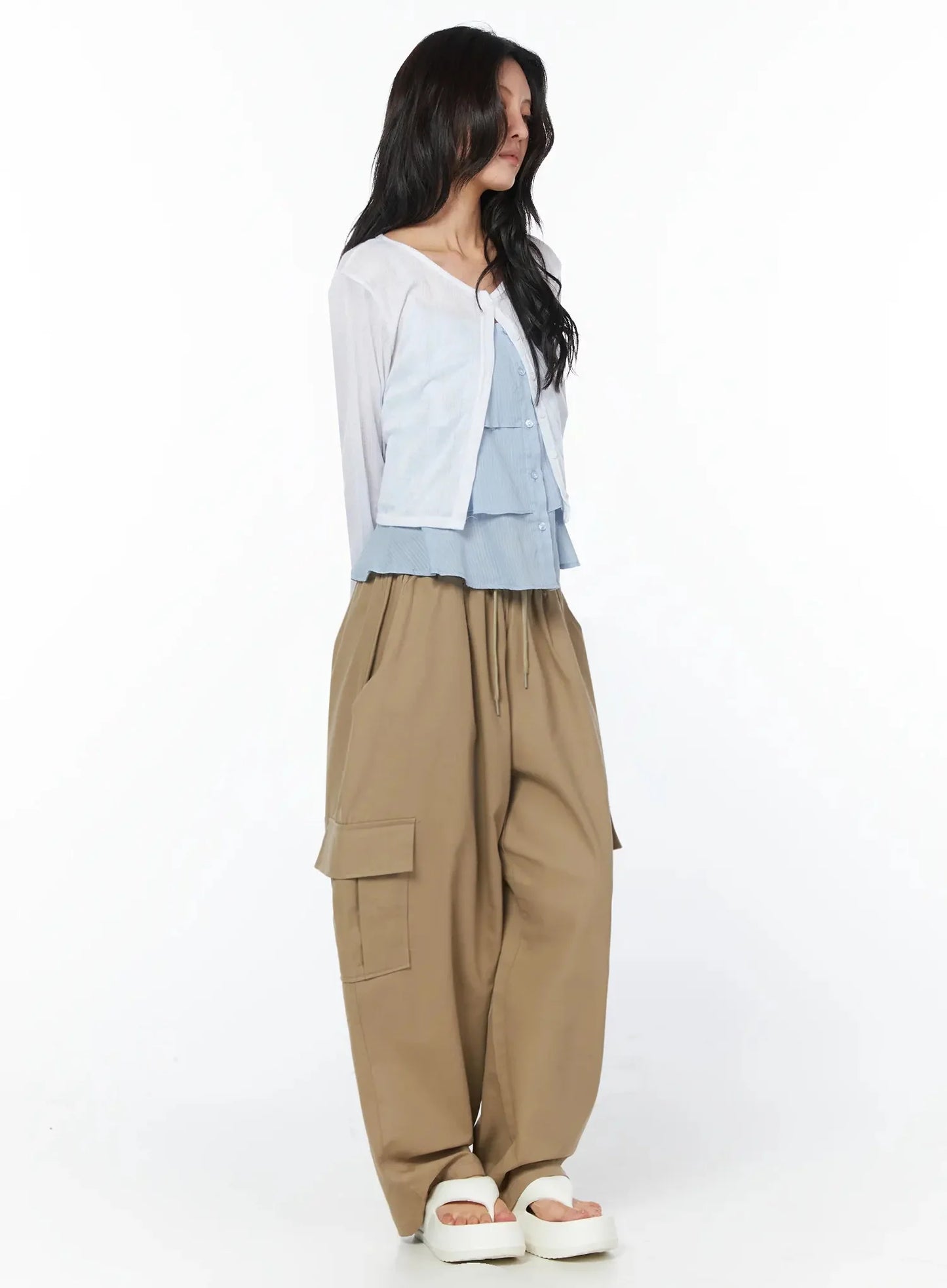 Casual Wide Leg Cargo Pants IU509