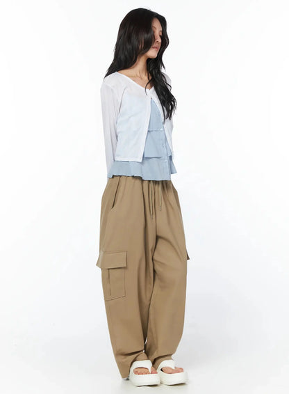 Casual Wide Leg Cargo Pants IU509