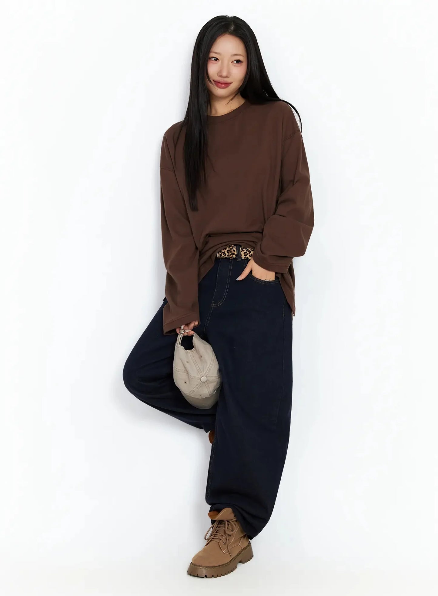Annette Dark-Wash No-Fade Baggy Jeans IA507