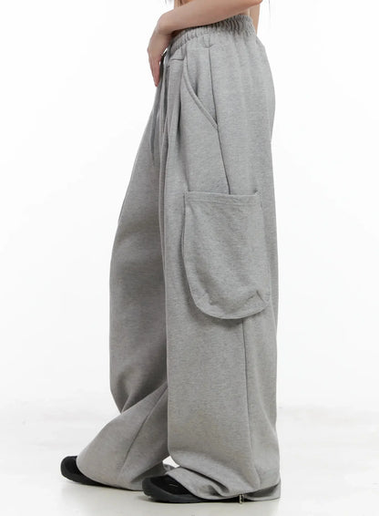 Casual Wide-Leg Cargo Sweatpants IL531