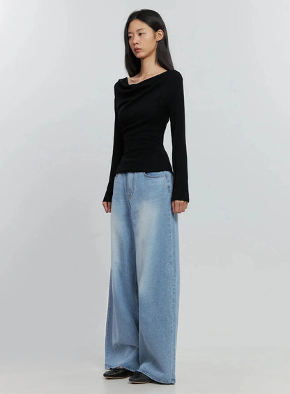 Asymmetric Long Sleeve Top IS516