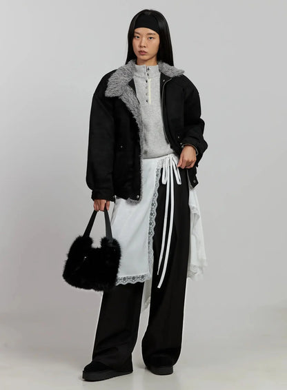 Black Oversized Slacks IJ505