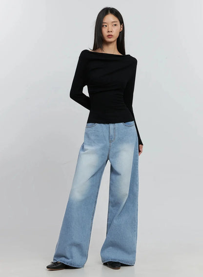 Asymmetric Long Sleeve Top IS516
