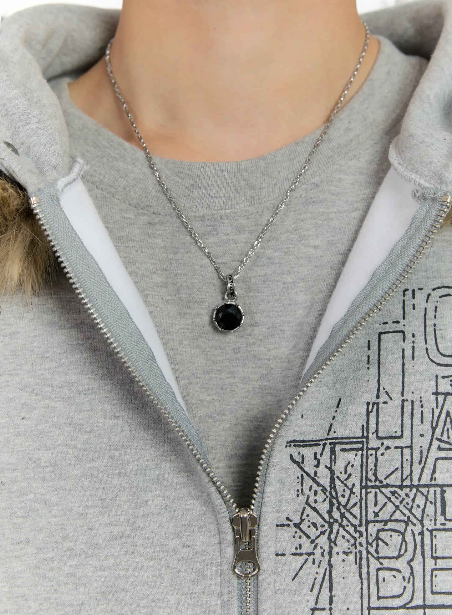 Black Stone Chain Necklace ID502