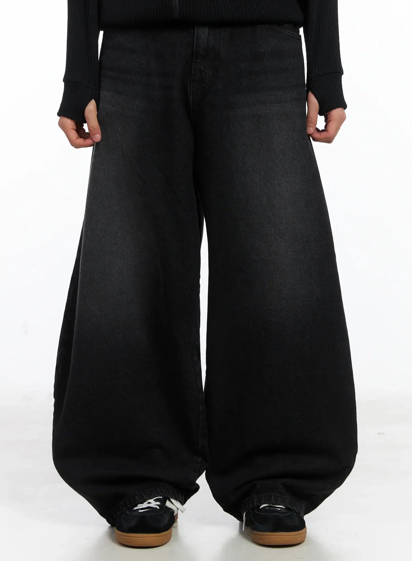 Basic Wide Leg Black Jeans ID515