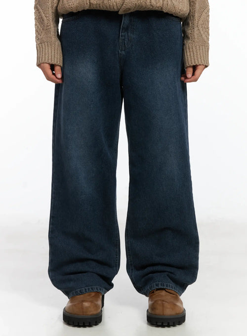 Basic Dark Washed Straight Jeans ID515