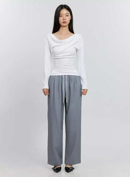 Asymmetric Long Sleeve Top IS516