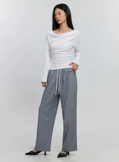 Asymmetric Long Sleeve Top IS516