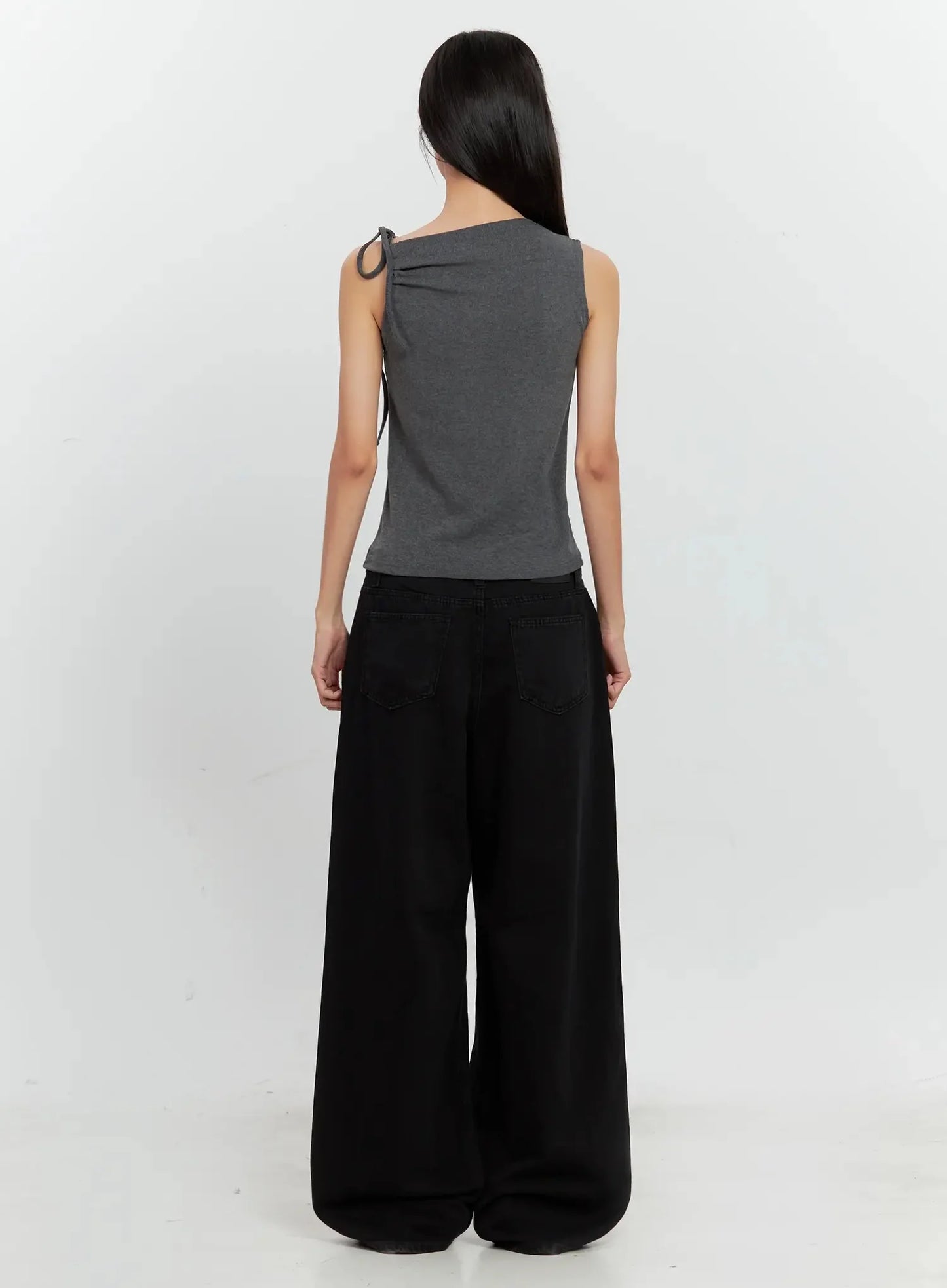 Asymmetric High Neck Tank Top IL528