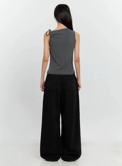 Asymmetric High Neck Tank Top IL528