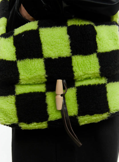 Checker Faux Faur Crossbody Bag IF511