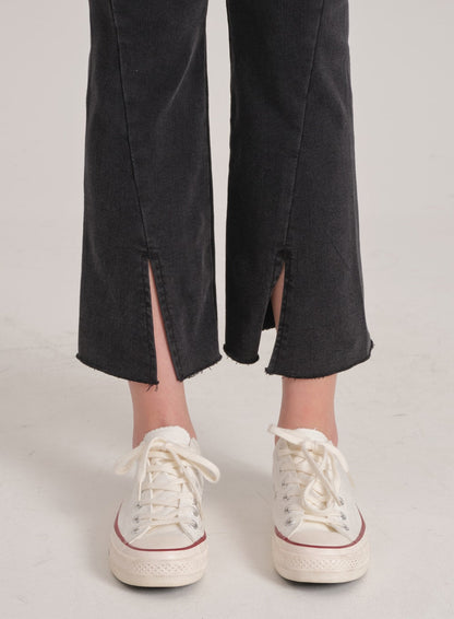 Bootcut Black Jeans with Front Slit J31