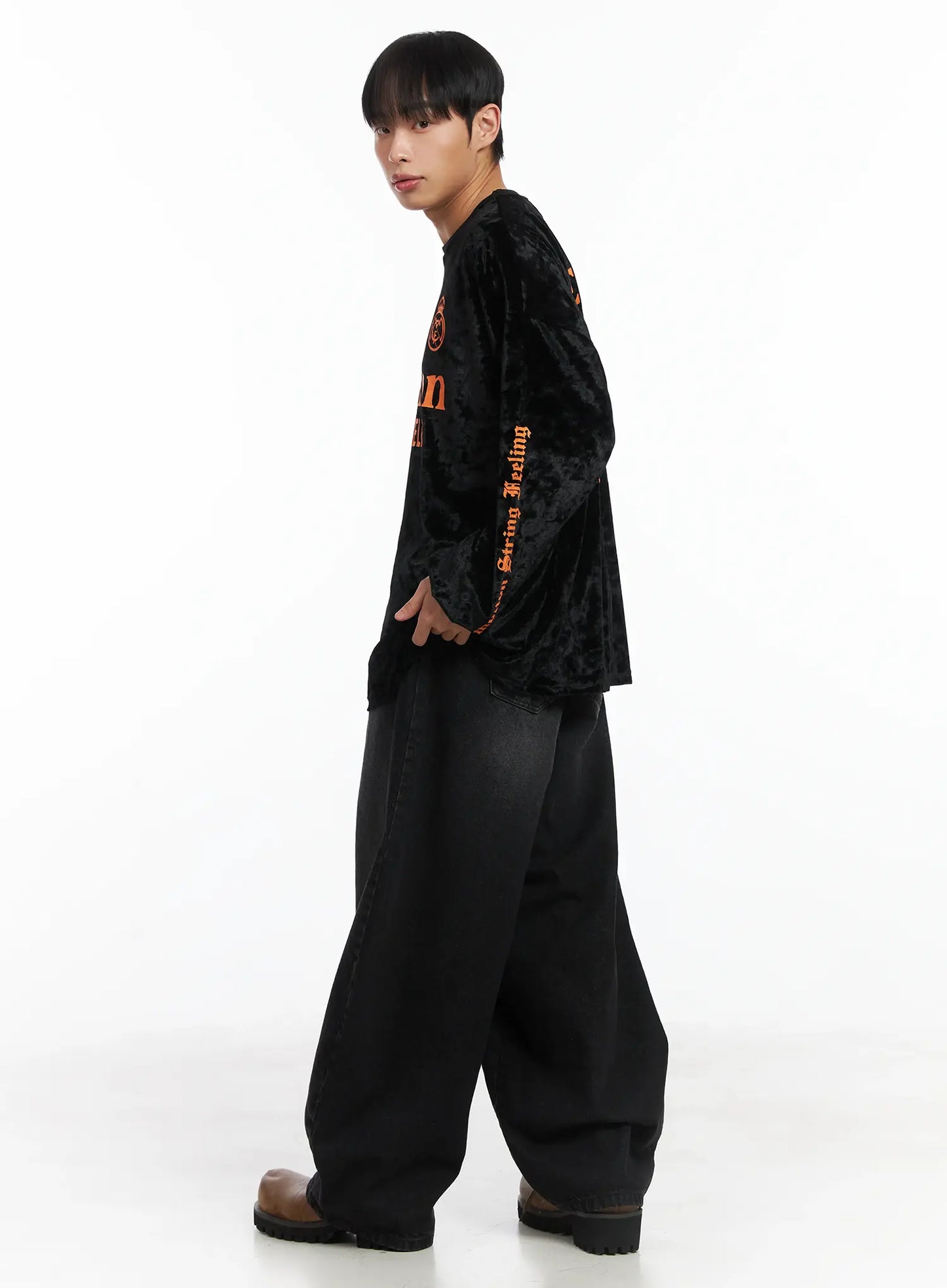 Basic Wide Leg Black Jeans ID515