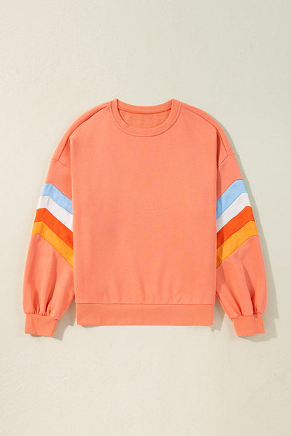 Moonlight Jade Patchwork Drop Sleeve Loose Sweatshirt