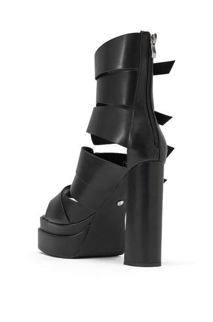 AKIRA GOLD ALBERIC BLACK CHUNKY PLATFORM SANDAL