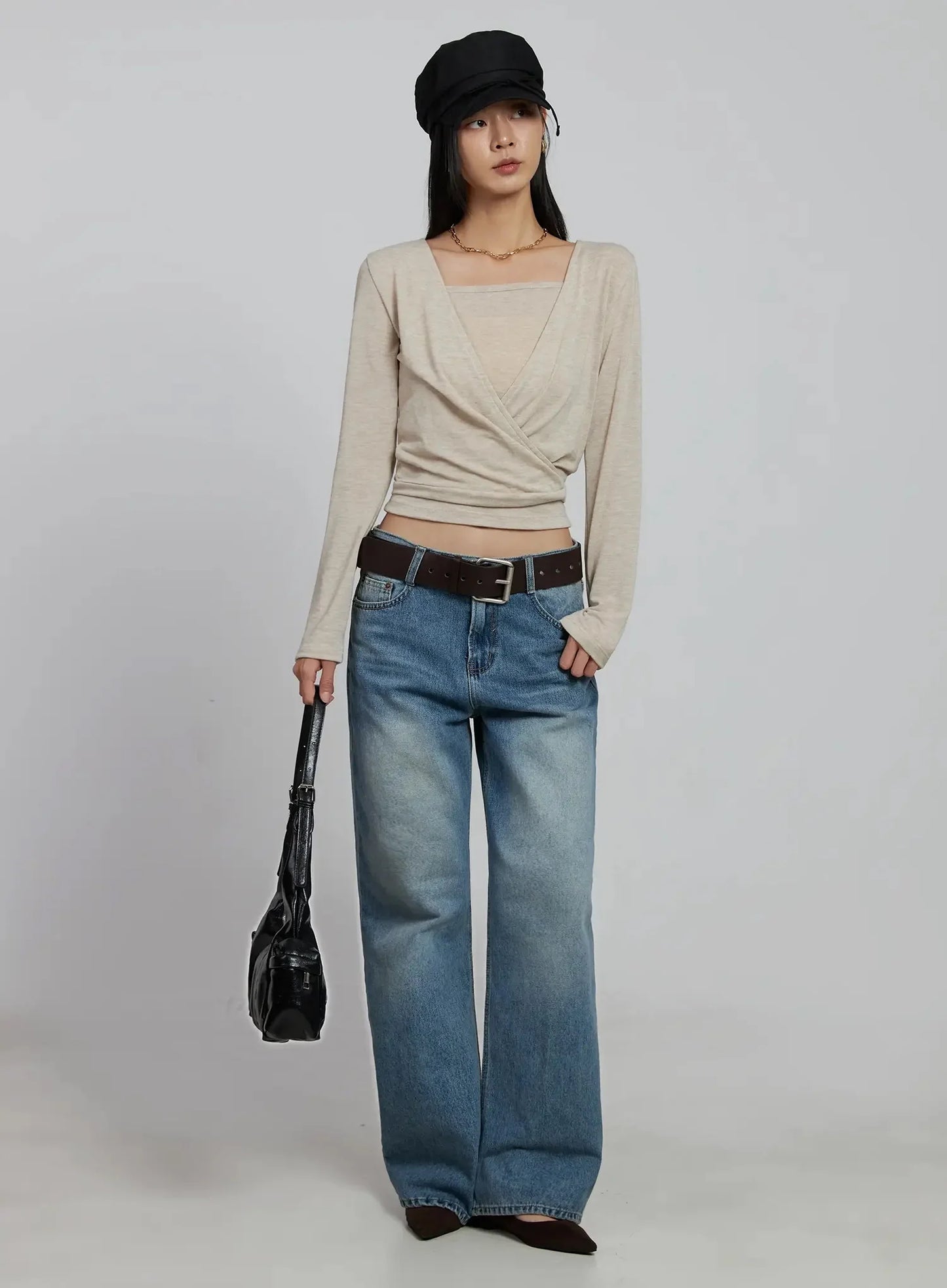 Casual Wrap V-Neck Top Set IM520
