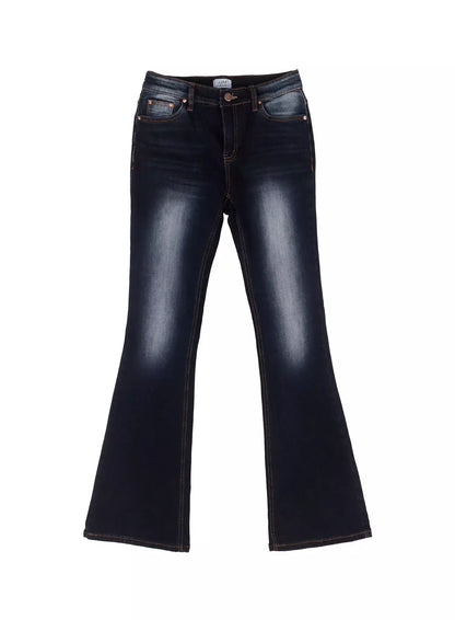 Aliyah Mid-Rise Hip Pad Flared Jeans IG528