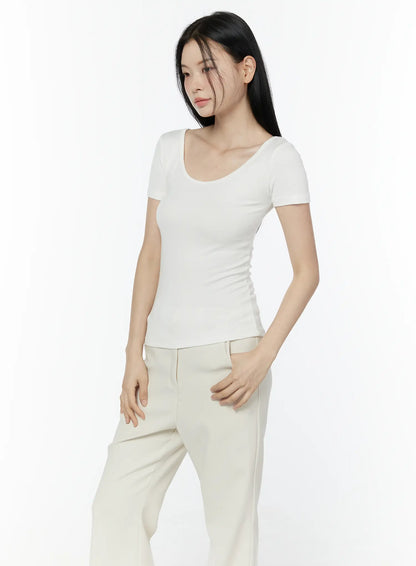 Basic Slim Fit Round Neck Tee IU503