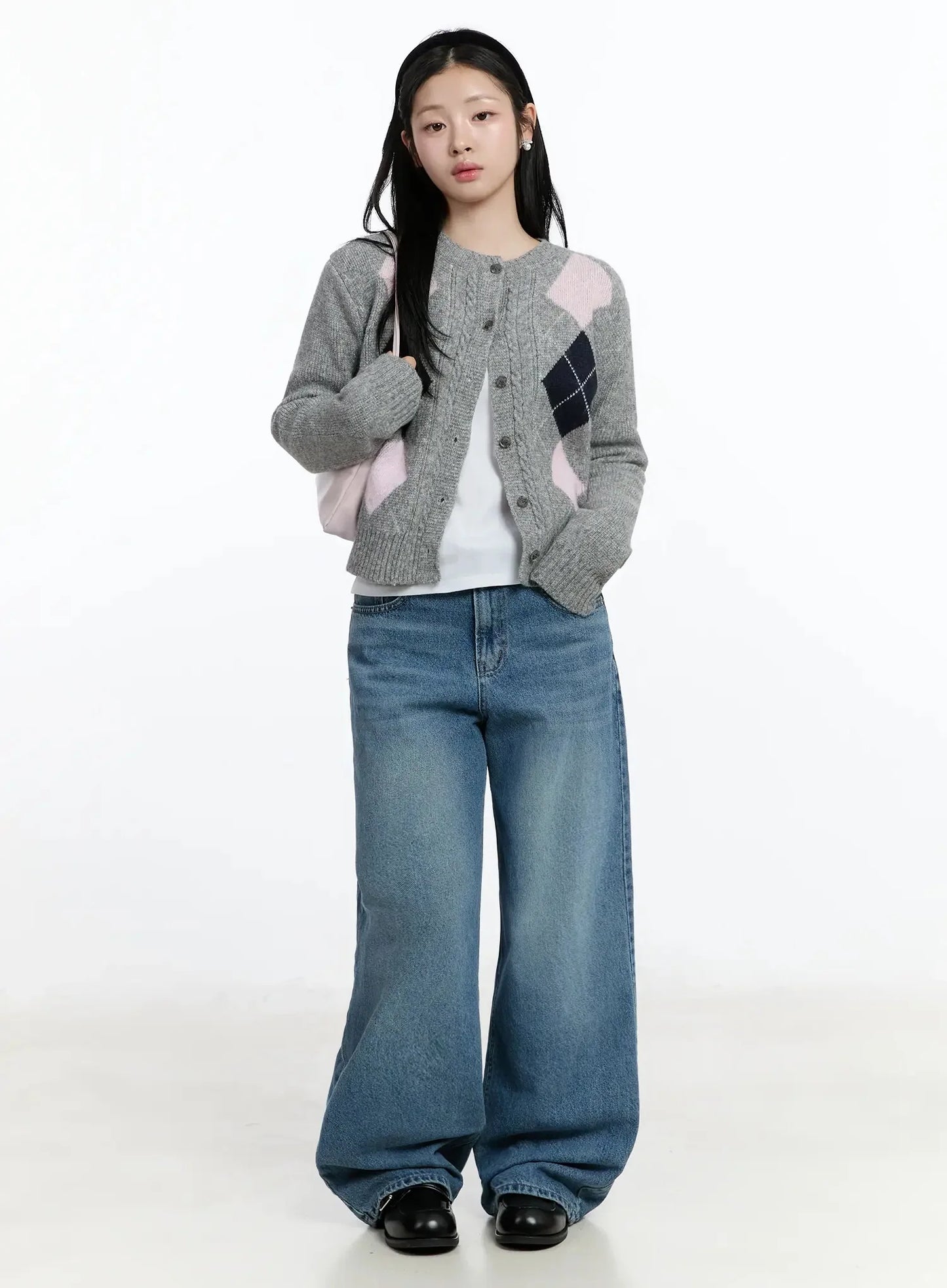 Argyle Pattern Knit Cardigan IM519