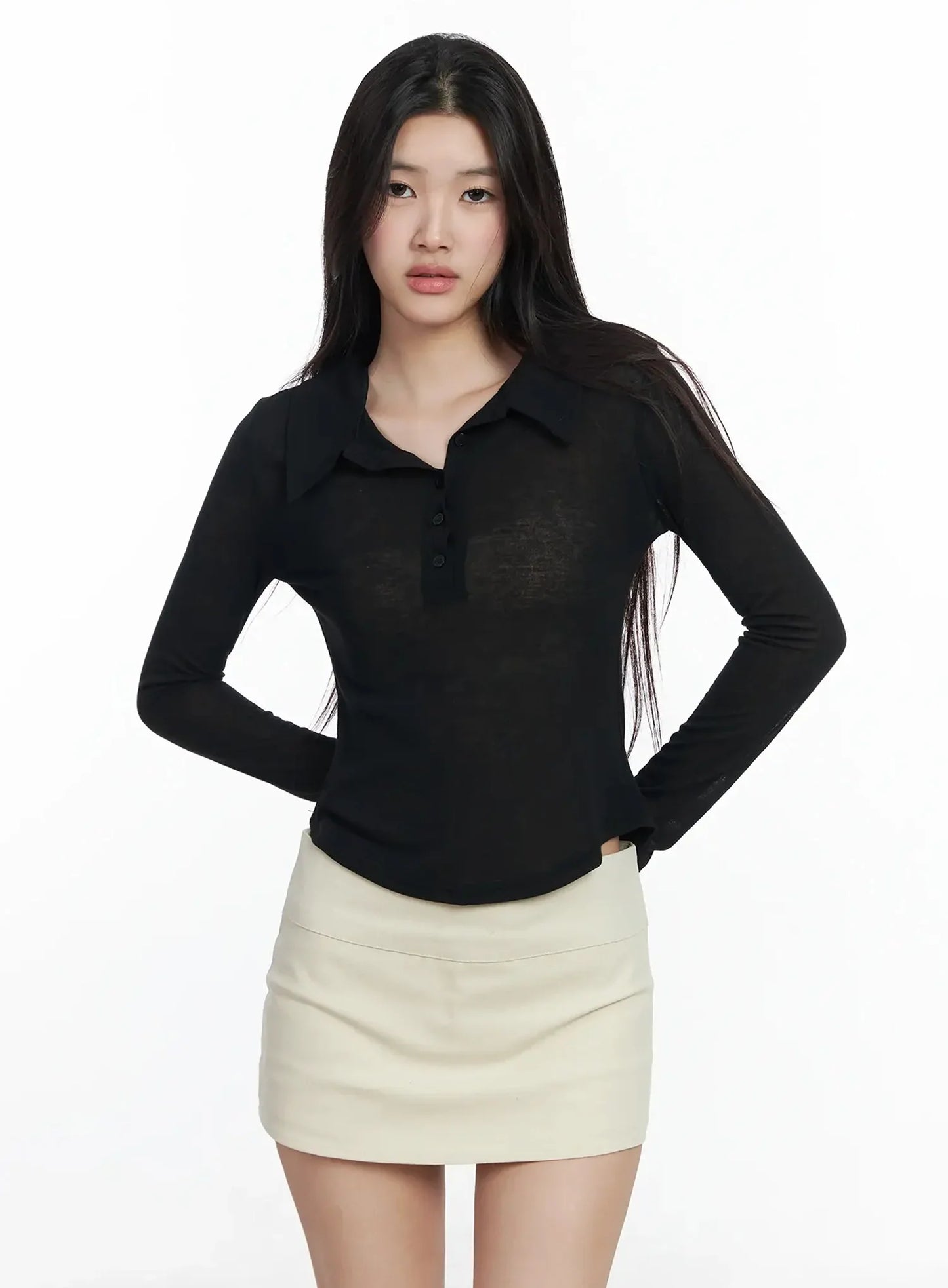 Asymmetric Off-Shoulder Collar Top IM503