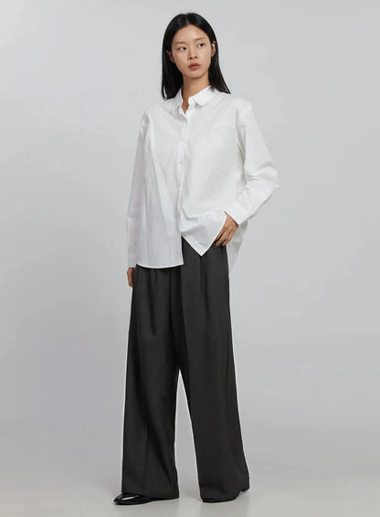 Basic Long Sleeve Button-Up Shirt ID516
