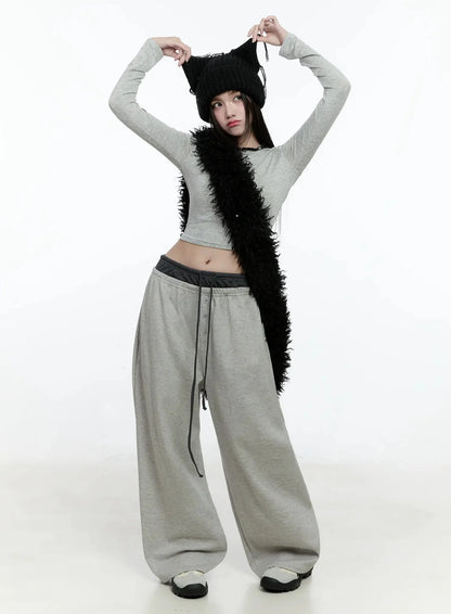 Casual Long Sleeve Crop Tee IO527