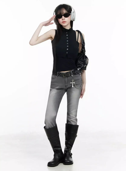 Button-Up Tank and Cardigan Duo IY511