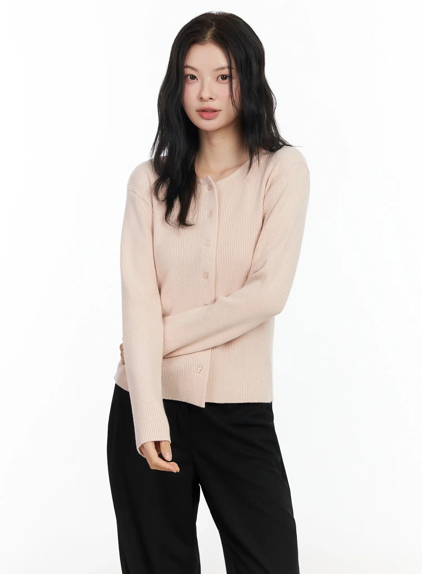 Basic Slim Round Neck Cardigan IM524