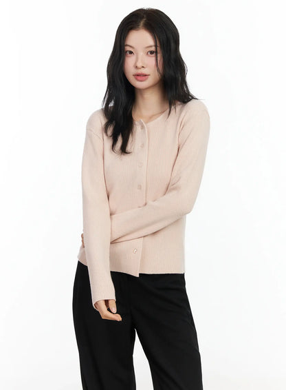 Basic Slim Round Neck Cardigan IM524