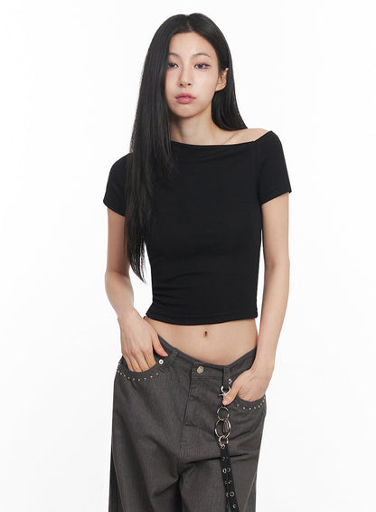 Classic One-Shoulder Crop Top IY516