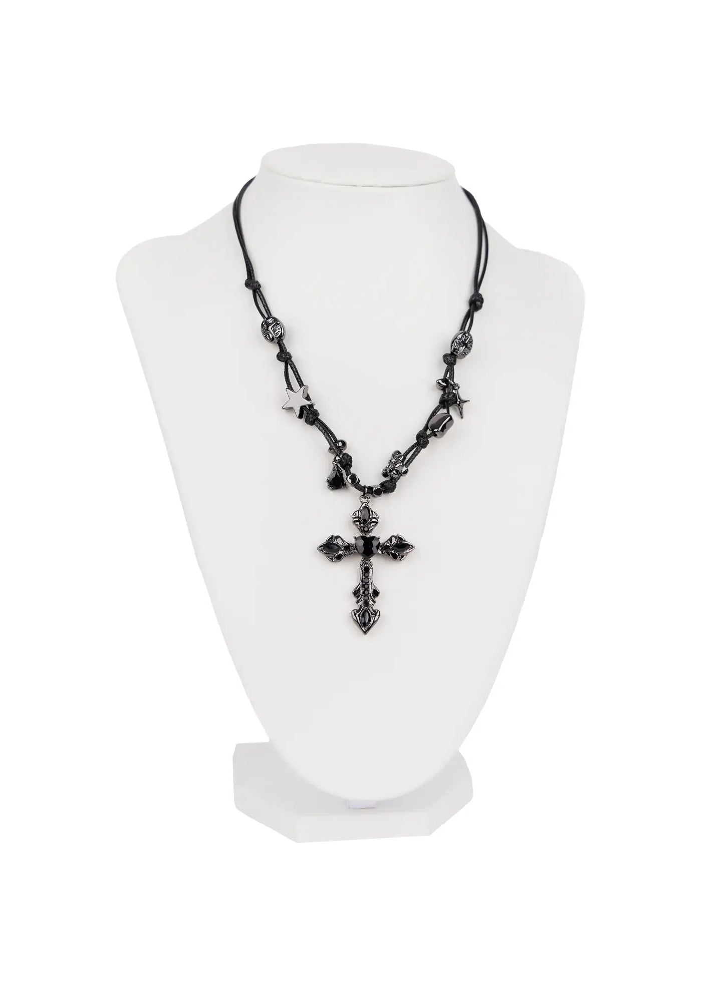 Bold Metallic Pendant Cord Necklace IN510